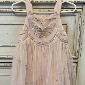 H&M Girls Dress Pink Tulle with Gold Sequins